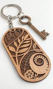 Custom Wooden Keychain Monogram Key <b>Ring</b> Engraved Name <b>Initial</b> Wooden Phone Holder Gift for Promotion - Product Image 3