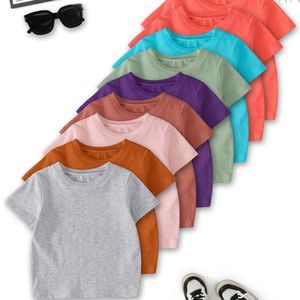 เสื้อยืดเด็กคอกลมสั่งทำยอดนิยม ผ้าฝ้าย 100% เป็นมิตรกับสิ่งแวดล้อม สีพื้น แขนสั้น พิมพ์โลโก้เด็ก ขายส่ง - Product Image 3