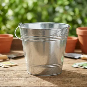 Heavy Duty <b>Galvanised</b> Steel Metal <b>Bucket</b> with Handle Multipurpose Utility Pail for Home Garden Bathroom Kitchen Storage Cleaning - Product Image 2