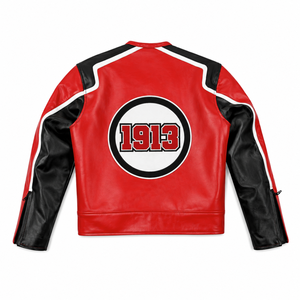 Delta |   Sigma |   Blouson de course pour femme Theta en cuir véritable, fermeture éclair sur le devant, brodé, style motard, vêtement d'extérieur pour le sport automobile - Product Image 4