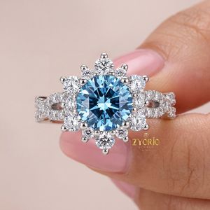 แหวนหมั้นเพชรแซฟไฟร์สีน้ำเงินสุดหรู ผลิตในห้องปฏิบัติการ เงินแท้ 925 ทอง 14K 18K รับรองโดย IGI เครื่องประดับสั่งทำสำหรับผู้หญิง - Product Image 1