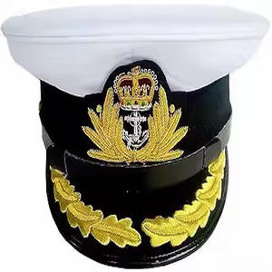 ZIWA INTERNATIONAL. Casquette blanche à visière avec broderie en bullion motif feuille de chêne à 2 rangs, symbole d'ancrage, insigne de casquette, chapeau de capitaine de yacht/bateau OEM - Product Image 3