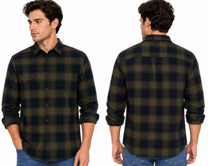 Reinforced Stitching <b>Men</b> <b>Flannel</b> <b>Shirt</b> 100% Cotton Breathable Vintage Inspired Outdoor Workwear Stylish Durable Button Formal - Product Image 5