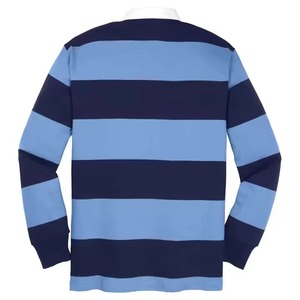 เสื้อโปโลแขนยาวลายทางสำหรับผู้ชาย ผ้าถัก สีดำเทา ทรงปกติ สวมใส่สบาย - Product Image 4