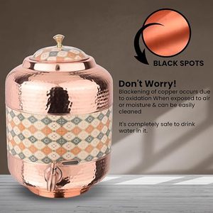 Distributeur d'eau en cuivre avec motif diamant et robinet pour usage domestique - Product Image 3