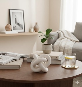 Chaîne décorative en bois artisanale, boucle à trois anneaux, ornements d'art en bois pour la maison, nœud en bois elliptique à trois anneaux, chaîne à trois anneaux - Product Image 3