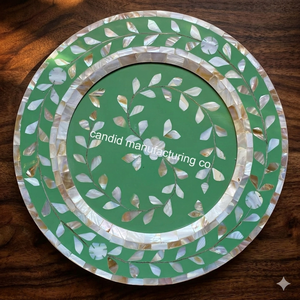 Plato de Presentación con Diseño Floral, Plato para Postre con Incrustaciones de Madreperla, Marca CMC, para Bodas y Hoteles - Product Image 6