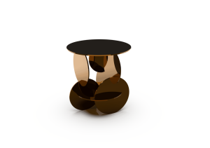 Mesa de Centro Moderna con Base Metálica Escultural, Altura Ajustable, Multifuncional, Superficie Negra Artística, Mueble de Lujo para Sala de Estar u Hotel - Product Image 2