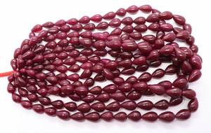 Cuentas de rubí AAA lisas y rectas de 8x14-12x17 mm, cuentas de piedras preciosas de rubí teñido, hilo de cuentas de rubí lisas de 16 pulgadas para la fabricación de joyería. - Product Image 5