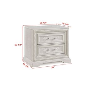 Bellissimo stile di transizione 1 pz comodino a 2 cassetti bianco finitura crema in legno casa camera da letto mobili - Product Image 4