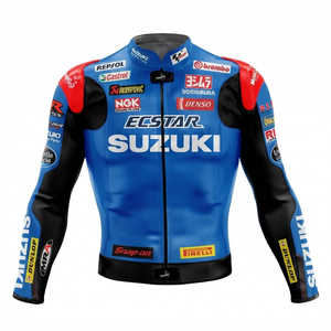 แจ็คเก็ตหนังสำหรับนักขี่มอเตอร์ไซค์ Alex Zuzuki MotoCP หนังวัว/หนังจิงโจ้ สำหรับขี่/แข่งรถ ตัดเย็บตามขนาดพร้อมฮัมป์ สำหรับผู้ชาย มาตรฐาน CE - Product Image 1