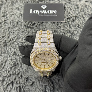 Reloj de Lujo para Hombre, de Acero Inoxidable con Incrustaciones de Diamantes, Cristal VVS Moissanite, Resistente al Agua 10m, 42mm, Cuarzo, Elegante - Product Image 4