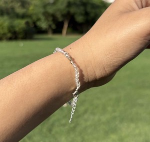 Pulsera de Cuentas de Cristal de Diamante Herkimer Genuino, Hecha a Mano, Plata de Ley 925, Joyería Minimalista, Proveedor de Fábrica - Product Image 2