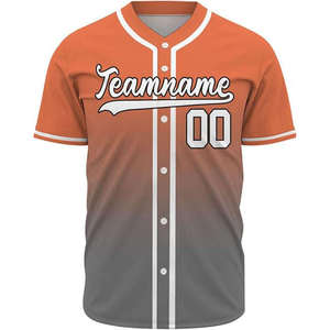 Custom Men's Baseball Jersey Orange Gray Gradient Team Uniform <b>Short</b> <b>Sleeve</b> <b>Button</b> <b>Up</b> Sportswear Player Number OEM Wholesale - Product Image 2