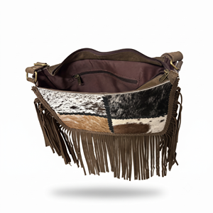 Sac bandoulière en cuir de vachette à franges style Gypsy, sac à bandoulière patchwork bohème western, sac à main décontracté fait main pour femme - Product Image 4