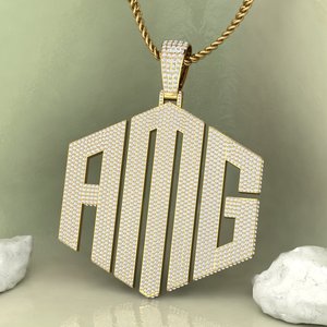Wholesale Silver + moissanite plated Design <b>Pendant</b> white Charm <b>Crystal</b> Hip hop Style Unisex Jewelry <b>pendant</b> - Product Image 3