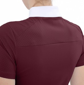 Polo pour femme à blocs de couleur, manches courtes, décontracté, tricoté, séchage rapide, 100 % polyester, patchwork noir et gris - Product Image 6