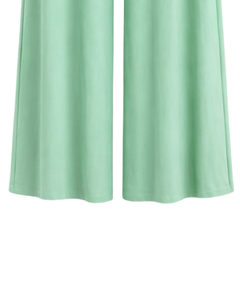 Pantalones anchos de color verde menta para mujer, cintura alta, con cordón, ajuste holgado, pantalones rectos informales, ropa cómoda y suave para estar en casa, moda - Product Image 6