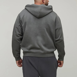 Sudadera con Capucha y Cremallera para Hombre, de Forro Polar, Color Sólido, Estilo Casual, Corte Regular, Gris Otoño, Logotipo Estampado en la Parte Delantera, 100% Algodón Transpirable - Product Image 2