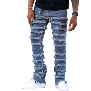 Pantalon en jean décontracté pour homme, tissu extensible respirant et confortable, coupe droite classique, vêtements de mode pour le travail et les voyages - Product Image 1
