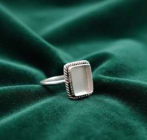 925 Sterling Silver Rectangle <b>Blank</b> Bezel Minimalist Adjustable Band Handmade Customizable Eco-Friendly Gold Plated <b>Ring</b> Jewelry - Product Image 1