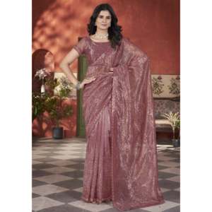 Designer Wedding Apparel <b>Saree</b> with Sequence & Thread Embroidery Work - Product Image 4