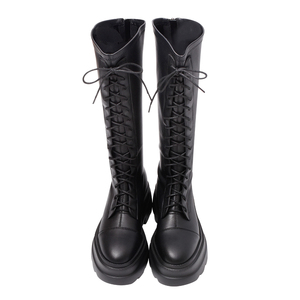 Bottes de combat montantes Ann'S pour femme, plateforme 7,5 cm, fermeture éclair, tige en cuir véritable, semelle épaisse, talon rembourré, toutes saisons - Product Image 5