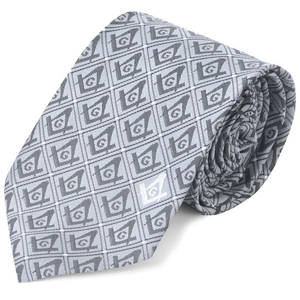 Corbata Masónica de la Logia Azul con Emblema G de Compás Cuadrado Gris, Regalia Masónica, Servicio OEM, Logotipo Personalizado por Transferencia Térmica - Product Image 1