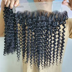 Premium 8A Grade Vietnamese Virgin Human <b>Hair</b> 3-<b>Piece</b> Lot Kinky <b>Curly</b> Weaves Frontal Best Unprocessed Bundles Pre-Bonded Tape - Product Image 1