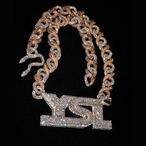 Custom Letter Moissanite <b>Charm</b> Pendant Necklace 925 Sterling <b>Silver</b> with Rhodium Plating Hiphop Style Unisex Party Gift - Product Image 2