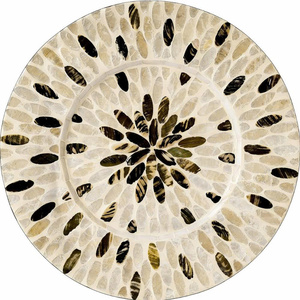 Assiette de petit-déjeuner ronde tendance avec incrustation de nacre, plateau décoratif pour assiette à dîner, fait main au Vietnam - Product Image 2