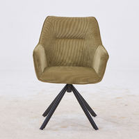 Chaise contemporaine à dossier creux en velours blanc 360 °   Chaise pivotante de salle à manger et de cuisine avec base étoilée noire