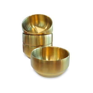 ชามสแตนเลสสีทองงาช้างสำหรับสลัด ซุป ผลไม้ ชามทำมือ - Product Image 4