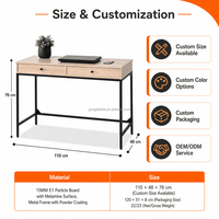 Bureau d'ordinateur avec double tiroir de rangement, cadre en métal mélaminé, OEM ODM, pour la maison, le bureau, l'étude, poste de travail, bureau d'ordinateur, bureau de travail