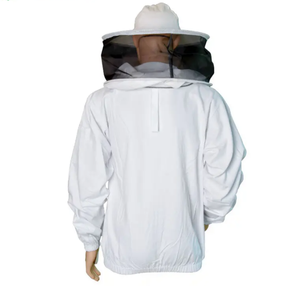 Veste de protection pour apiculteur avec voile en maille amovible, respirante, coupe ample, en polyester et coton blanc, coutures surjetées - Product Image 5