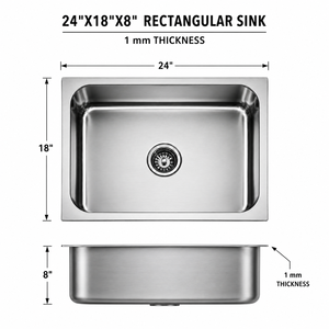 Stainless Steel Kitchen Sink Single Bowl 304 Grade Undermounted Sink Rectangular Basin - Product Image 4