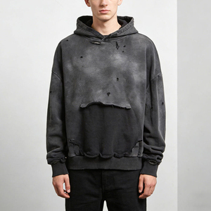Sweat à capuche vintage pour homme, style urbain, effet usé, 100% coton molletonné, séchage rapide et respirant, vêtement décontracté d'hiver, marque personnalisée - Product Image 5