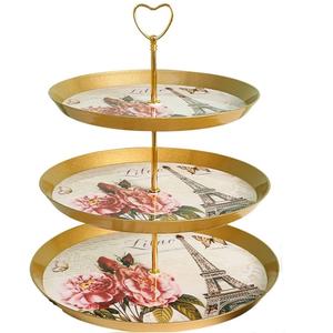 Soporte para Pastel de Estilo Clásico con Borde Decorativo, Soporte para Pastel de Metal de 3 Niveles, Brillante y Pulido, Hecho a Mano, para Decoración de Bodas - Product Image 6