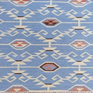 Tapis Kilim Dhurrie en laine tissé à la main, couleur personnalisée, réversible, motif géométrique, décoration intérieure toute saison pour hôtel - Product Image 3