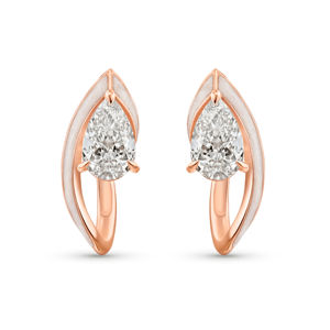 Boucles d'oreilles Huggie en or rose avec diamants taille poire, bijoux de luxe pour femme, forme goutte d'eau, pour mariage - Product Image 2
