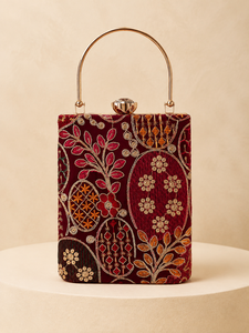 Sac à main vintage bohème brodé de perles en soie, doublure en satin, fermeture magnétique, capacité moyenne, pour fêtes et mariages - Product Image 3