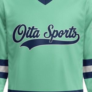 Men Mint Green Sublimated <b>Ice</b> Hockey V Neck Striped Jersey Polyester Sports Shirt Athletic Performance Team Wear - Product Image 5