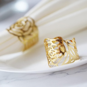 Rose Flower Napkin Ring Holder Decorative Metal Napkin Buckle for <b>Dining</b> <b>Table</b> Wedding Hotel Banquet Bulk Supply - Product Image 5