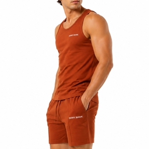 Men's <b>Short</b> Sleeve Tank <b>Top</b> <b>and</b> <b>Shorts</b> Summer <b>Set</b> Casual Sporty Breathable Solid Color Crew Neck Loose Fit - Product Image 3