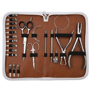 Professional Hair Extension Kit 3 Hole Crimping Plier Hair Pulling Hook Tool Thread Cutting Mini Scissor Barber Shears OEM - Product Image 5