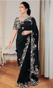 Sari de Diseño Indio en Tela Georgette, el Más Vendido, con un Look Étnico Elegante en Negro, Blusa de Exportación de Última Tendencia, Boutique Exclusiva - Product Image 2