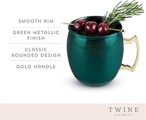 Mug isotherme en acier inoxydable vert avec poignée – Tasse moderne pour boissons, idéale pour les fêtes à domicile, conçue pour cocktails, bières, jus et eau - Product Image 5