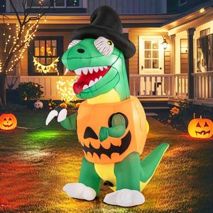 Decorazione Gonfiabile da Giardino con Luci LED Integrate a Forma di Zucca e Dinosauro per Halloween e Natale - Product Image 1