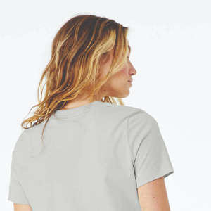 T-shirt à manches courtes pour femme, 50% polyester, 25% coton peigné Airlume filé à l'anneau, 25% rayonne, couleur marron, avec appliques, taille OEM - Product Image 6