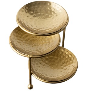 ที่วางเครื่องประดับโลหะสีทองแบบสามชั้นสำหรับแหวนและสร้อยคอ - Product Image 4